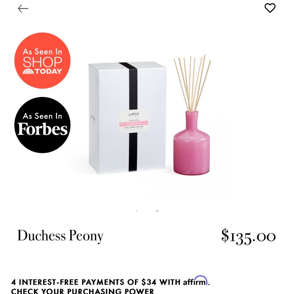 LAFCO Duchess Peony Diffuser - Pink